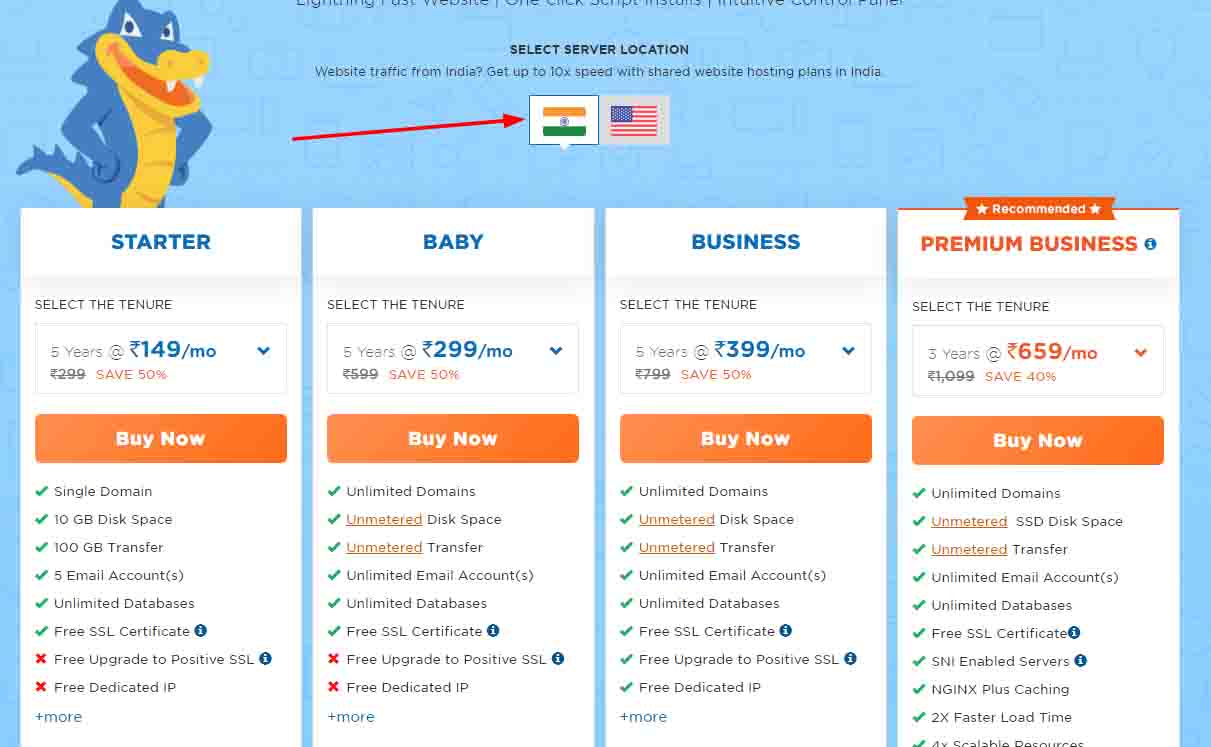 hostgator hosting plans india